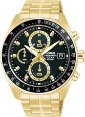 Lorus RZ622AX9 chronograaf heren horloge | Zwart Goudkleurig