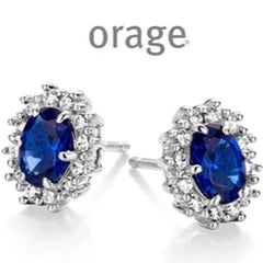 Orage Silver 925 Oorbellen Entourage met heldere en blauwe zirkonium stenen 0/1838/A
