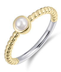 Gisser Jewels 925 Bold Bands Ring met zoetwaterparel R477YWP