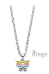 Orage Kids 925 Halsketting vlinder multi color K/3386/36-A