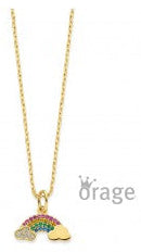 Orage Kids 925 Halsketting Regenboog Wolk verguld geel goud K/6578/41