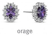 Orage Silver 925 Oorbellen Entourage met heldere en paarse zirkonium stenen 0/1874/A