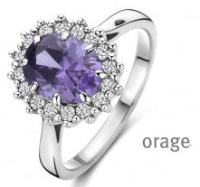 Orage Silver 925 Ring Entourage met heldere en paarse zirkonium stenen R/2830/A