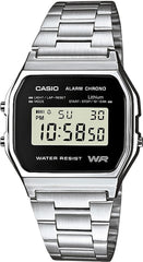 Casio A158WEA-1EF Horloge | Vintage Collection | Zwart & Zilverkleurig galerij