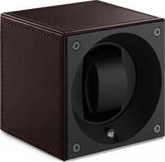 SK01 CV004 Swiss Kubik Masterbox Watchwinder | Bruin toledo kalfsleder met bruin stiksel