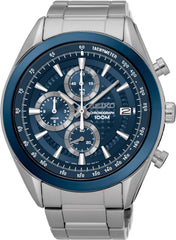 Seiko SSB177P1 chronograaf uurwerk met blauwe wijzerplaat carbonlook te koop bij horlogedokter.be te Gistel
