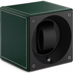 Swiss Kubik Masterbox Watchwinder Toledo Leder Groen Witte Steken horlogewinder uurwerkopwinder te koop bij horlogedokter.be te Gistel