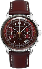 Zeppelin 'LZ 126 Los Angeles' horloge 7614-6 bordeaux roodkleurige wijzerplaat